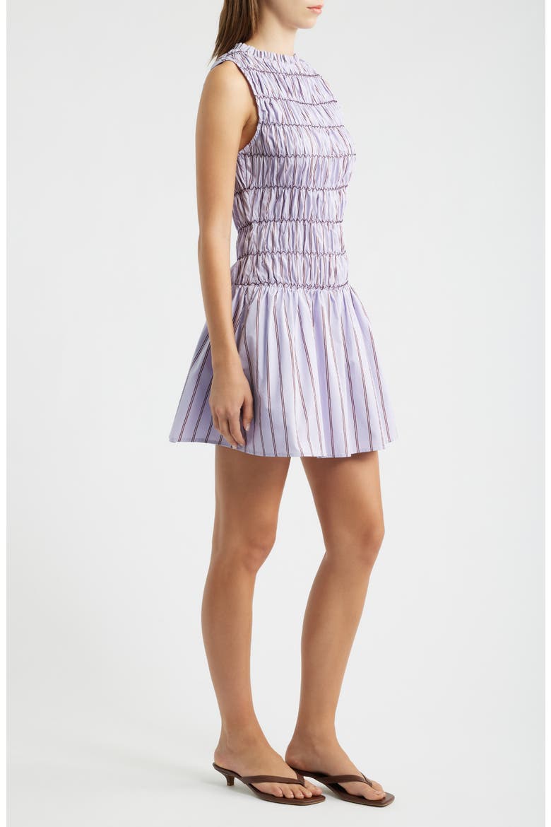 Andi Smocked Stripe Minidress, Alternate, color, PURPLE