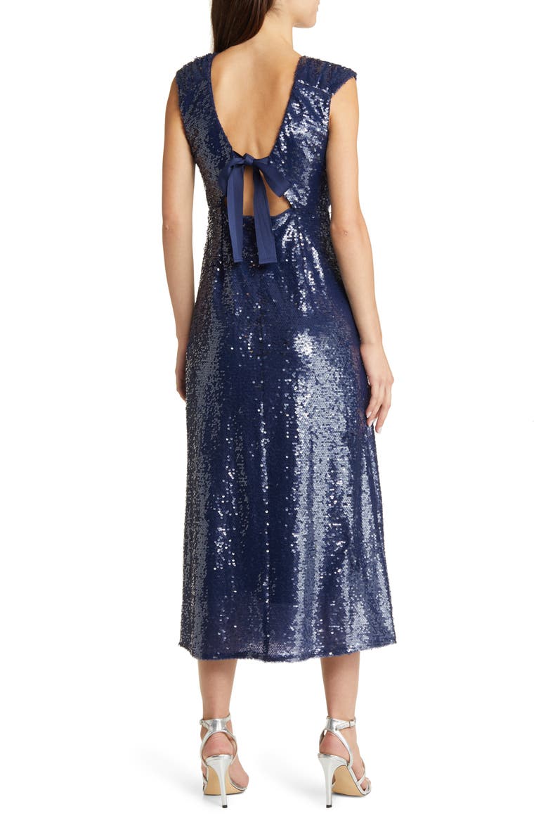 Konnie Sequin Midi Dress, Alternate, color, MIDNIGHT