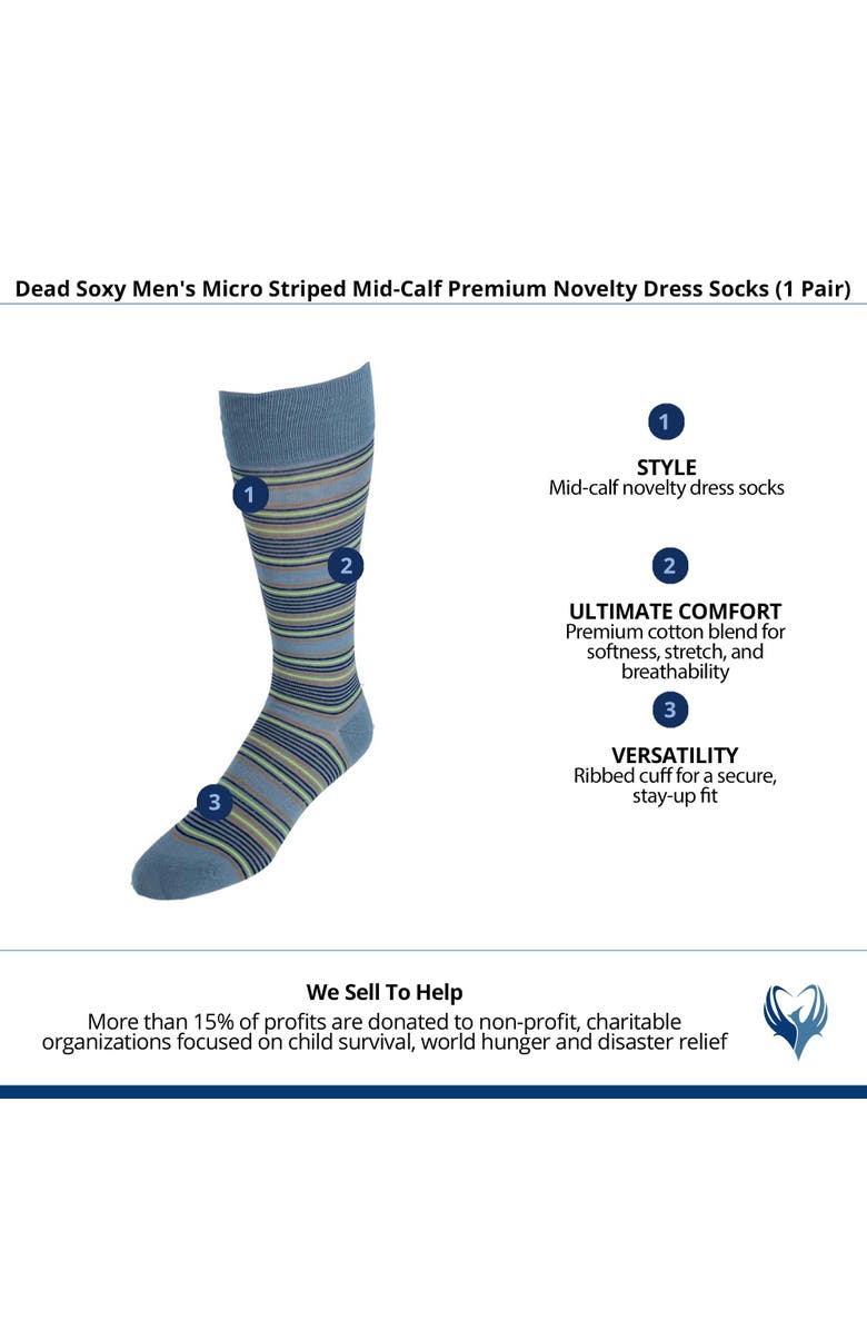 Dead Soxy Men's Micro Striped Mid-Calf Premium Novelty Dress Socks, Alternate, color, Multiple