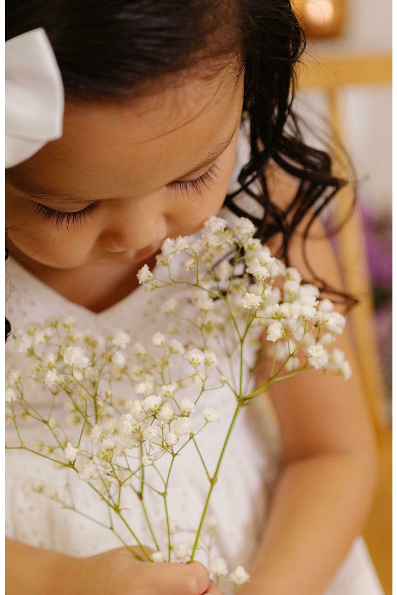 Girls' Organic Eyelet Bow Shoulder Dress, Kids, Alternate, color, White Eyelet