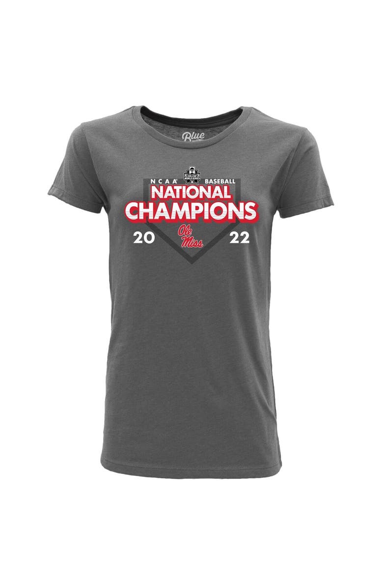 BLUE 84 Women's Blue 84 Heathered Gray Ole Miss Rebels 2022 NCAA Men's Baseball College World Series Champions Schedule T-Shirt, Alternate, color, 