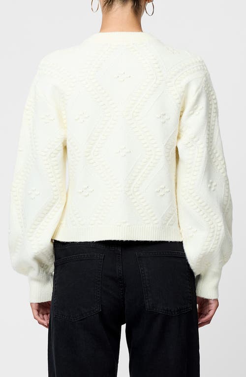 French Connection Kitty Bobble Velvet Bow Cardigan In White