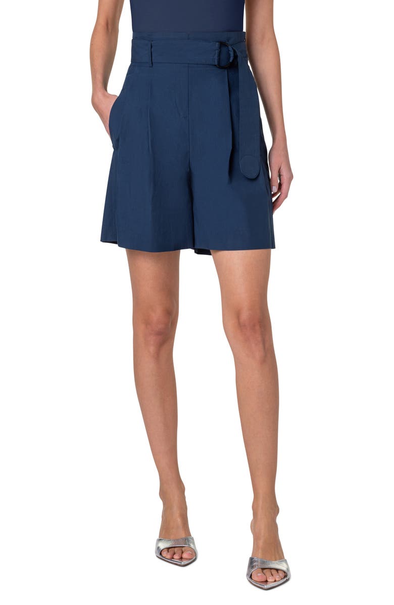 Akris punto Fiorellina Belted Bermuda Shorts, Main, color, 