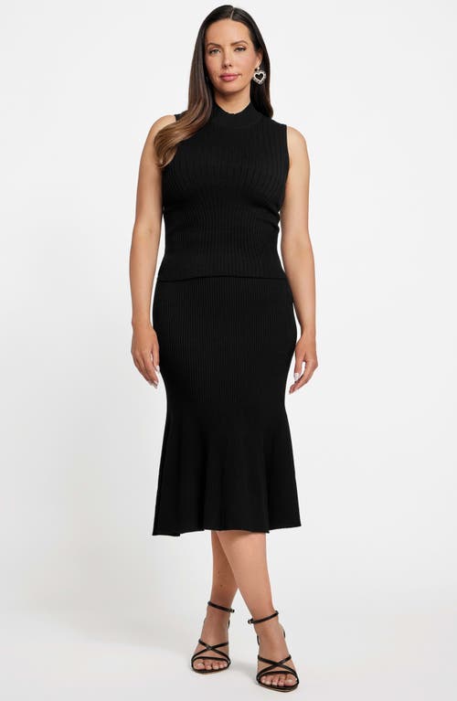 Marciano Agathe Rib Flare Sweater Skirt In Black
