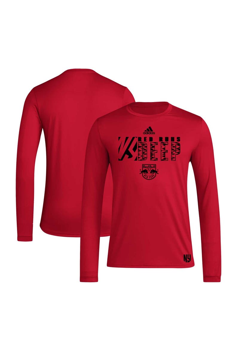 Men's adidas Red New York Red Bulls 2024 Jersey Hook AEROREADY Long Sleeve T-Shirt, Main, color, Red