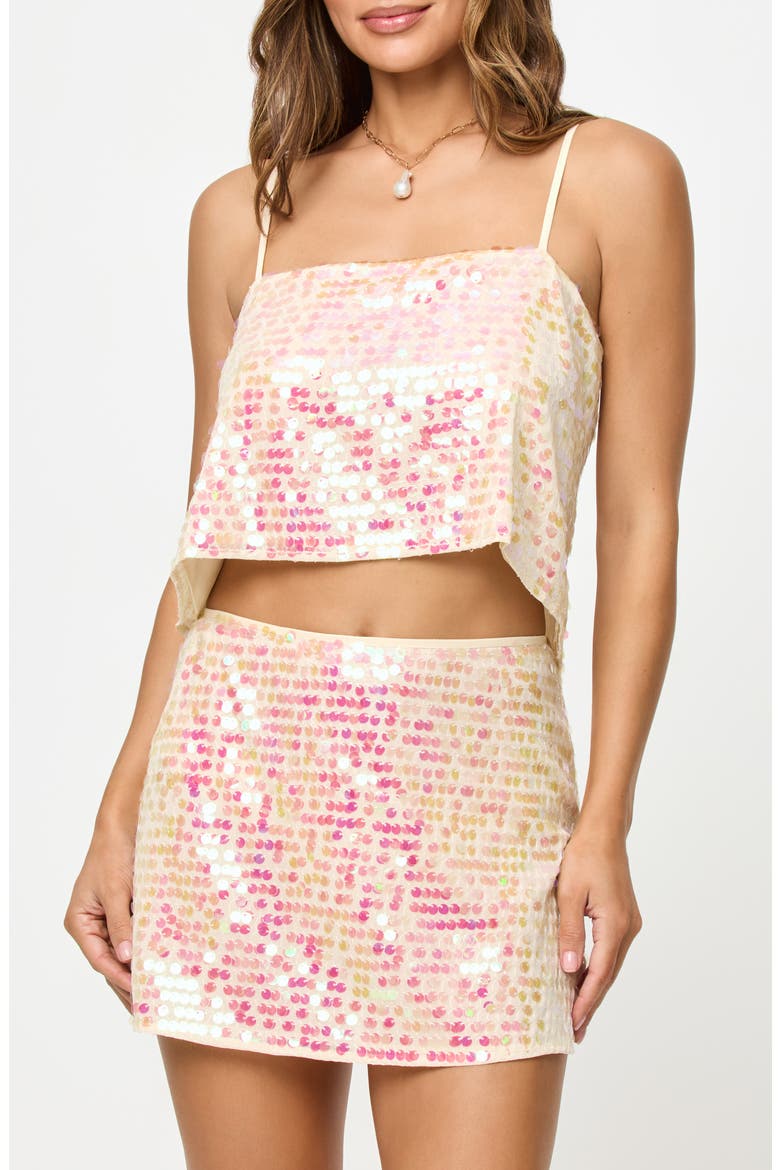 Glow Getter Sequin Cover-Up Crop Camisole, Main, color, PROSECCO