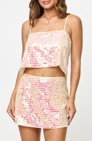 LSPACE Glow Getter Sequin Cover-Up Crop Camisole