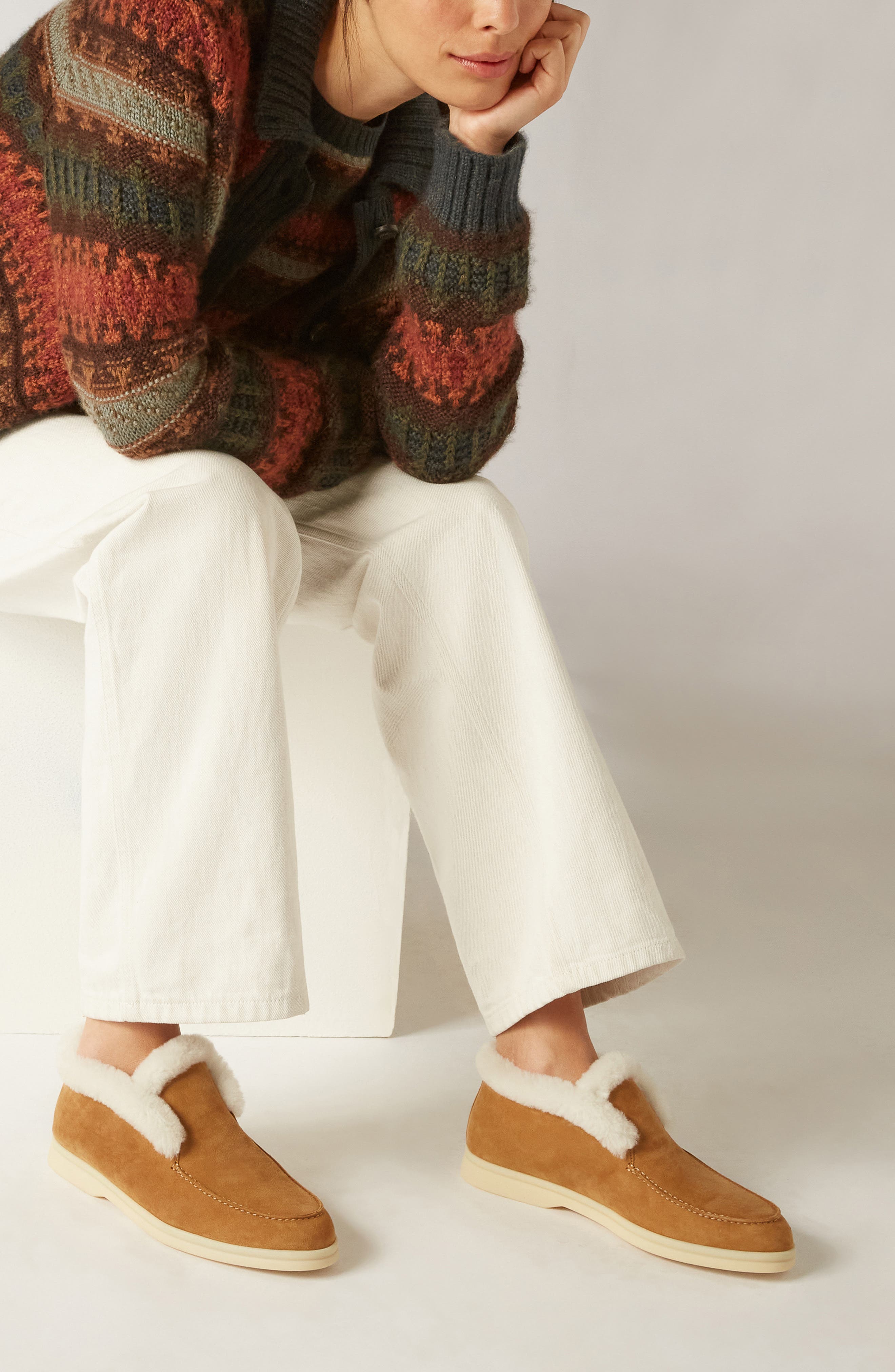 Loro Piana Open Walk Genuine Shearling Bootie, Alternate, color, 