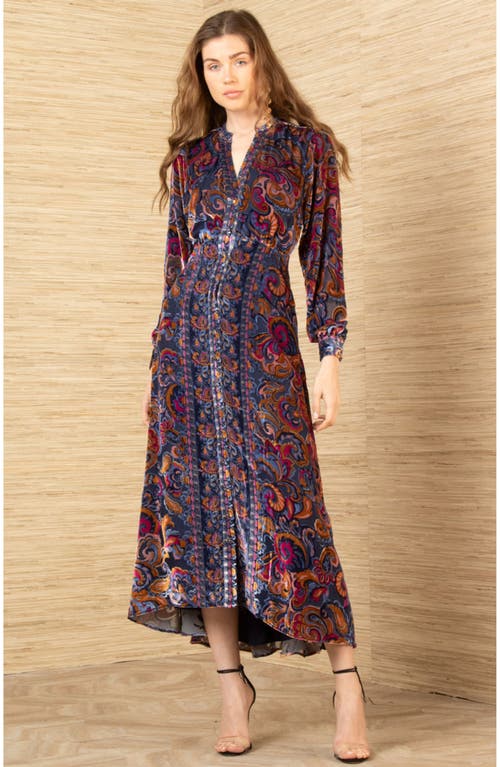 Hale Bob Clarissa Velvet Midi Dress In Multi