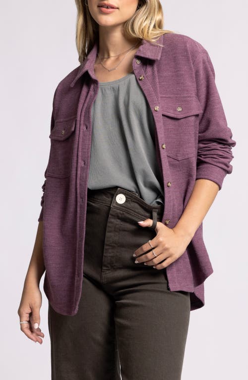 Thread & Supply Rylan Rib Button-Up Shirt in Eggplant 