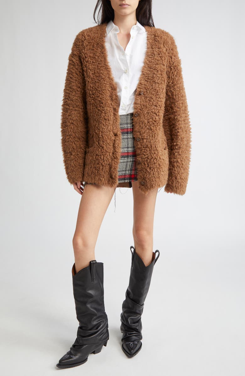 R13 Reversible Raw Cut Cotton & Virgin Wool Miniskirt, Alternate, color, Red/ Grey Plaid