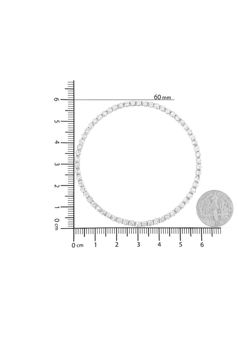 Silver 5.0 Cttw Prong Set Round-cut Diamond Open Circle Hoop Pendant Necklace, Alternate, color, White