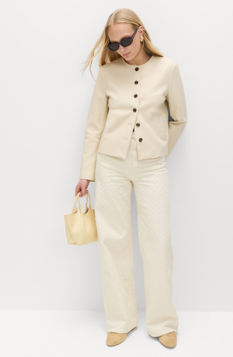 M&S Textured Wide Leg Jeans, Alternate, color, Ecru Brown