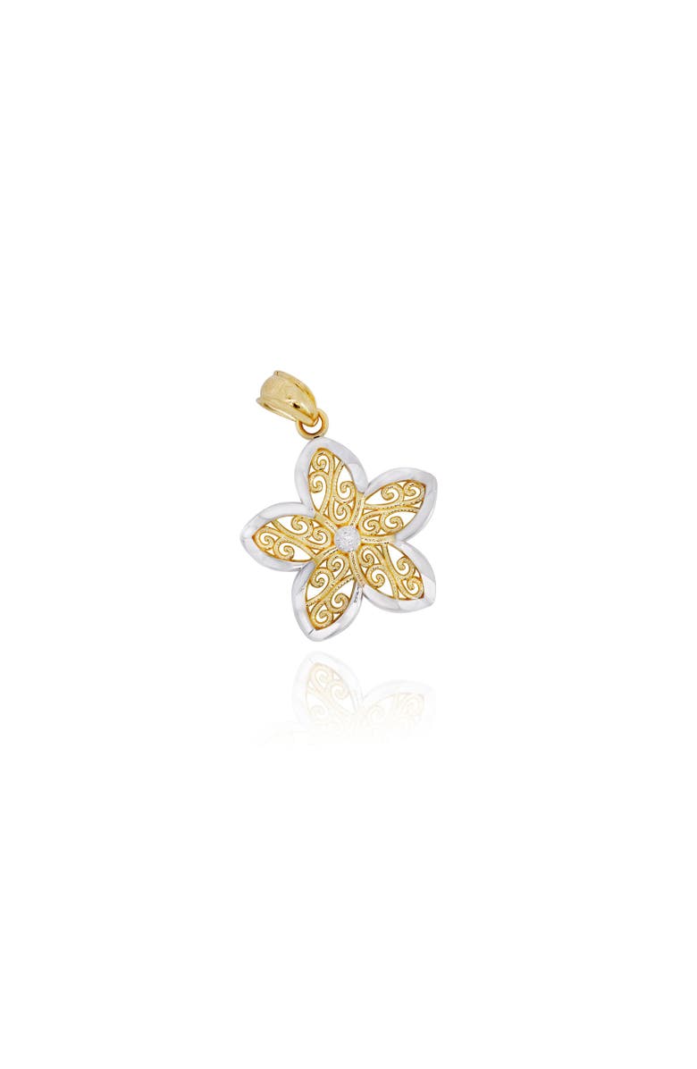 The Lovery Fine Jewelry Two Tone Lace Flower Charm, Main, color, 
