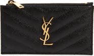 Saint Laurent Cassandre Matelassé Fragments Leather Zip Card Case
