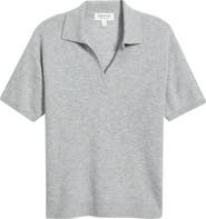 Nordstrom Cashmere Johnny Collar Short Sleeve Sweater