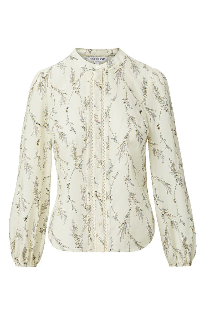 Veronica Beard Emiko Floral Cotton & Silk Button-Up Shirt, Alternate, color, Dove Multi