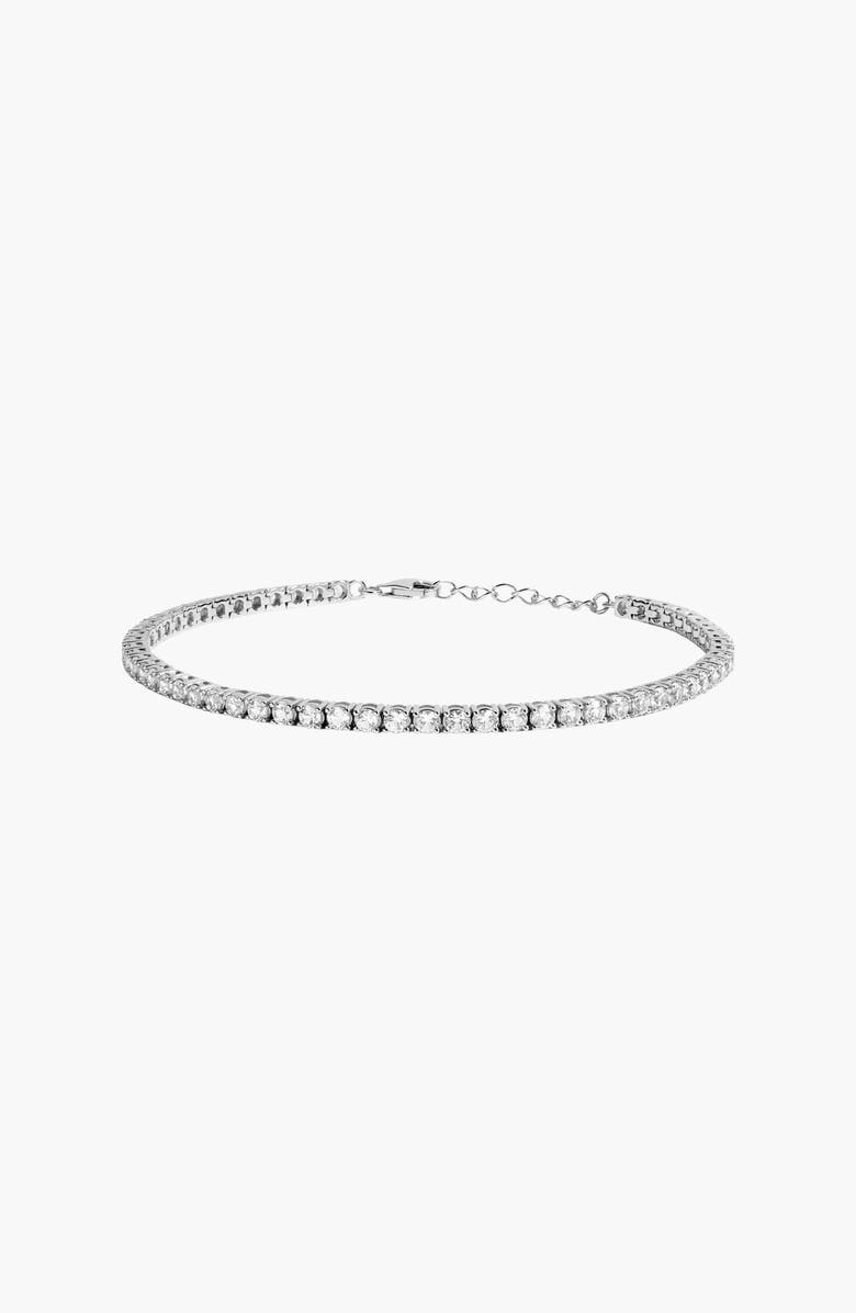 Aurate New York White Sapphire Tennis Anklet, Main, color, White