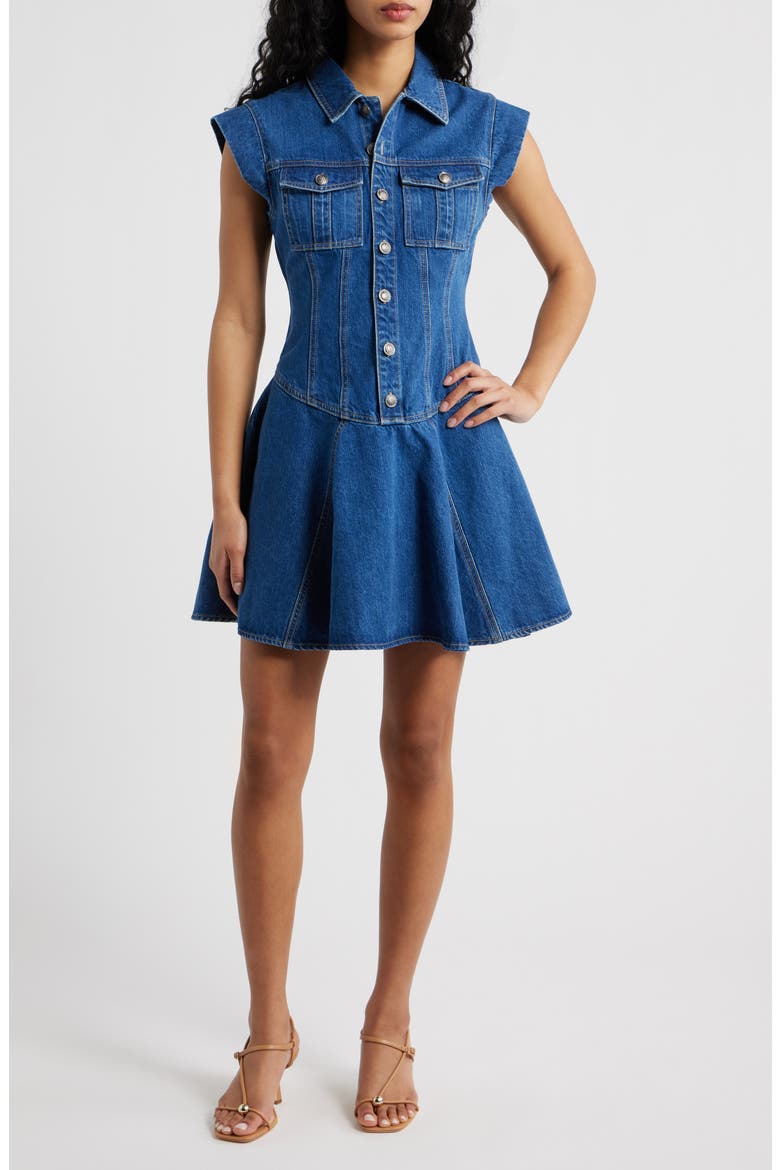 Cotton Denim Mini Shirtdress, Main, color, INDIGO