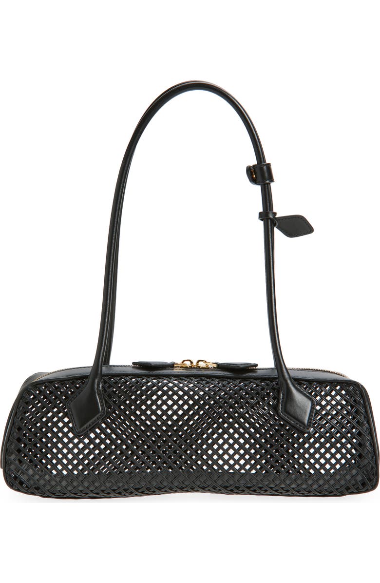 Alaïa Medium Le Teckel East/West Woven Leather Shoulder Bag, Alternate, color, Noir