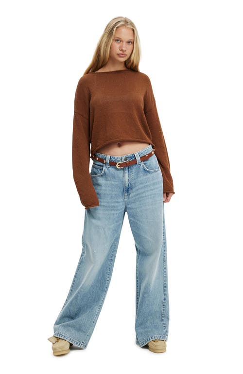 Cotton On Roll Over Boat Neck Sweater In Walnut