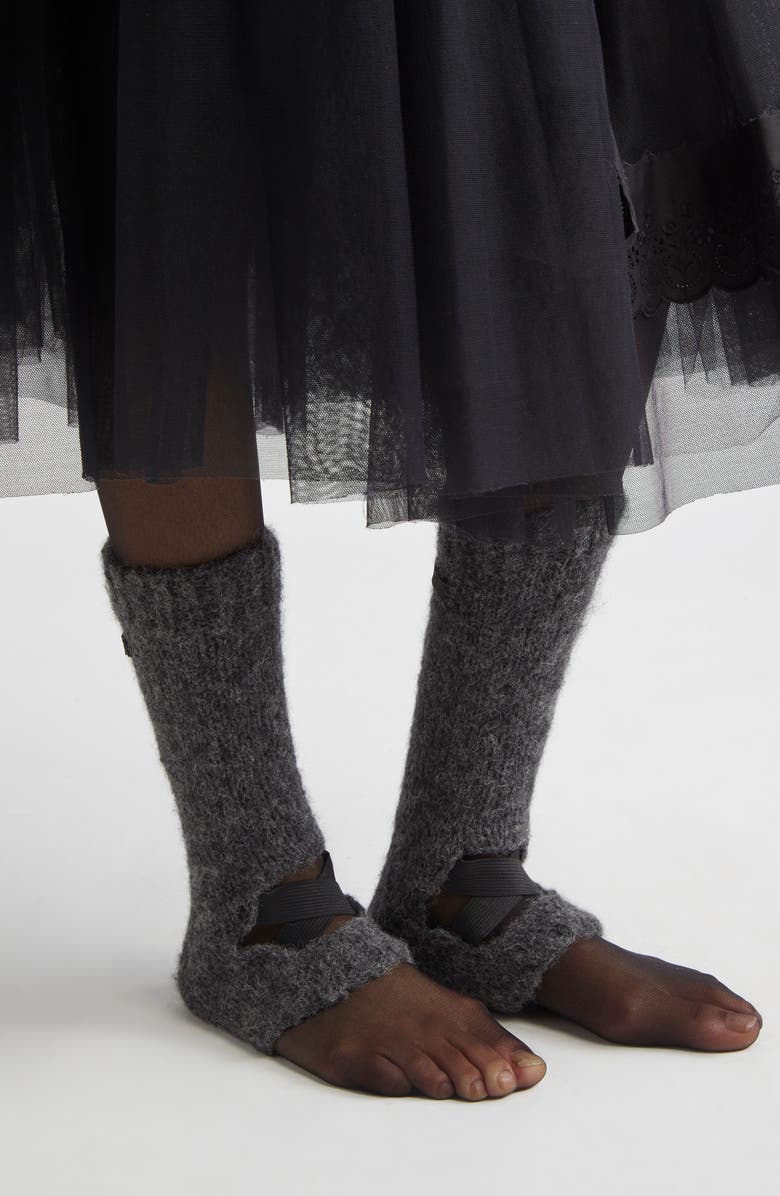 Meruert Tolegen Hand Knit Cutout Leg Warmers, Alternate, color, Grey