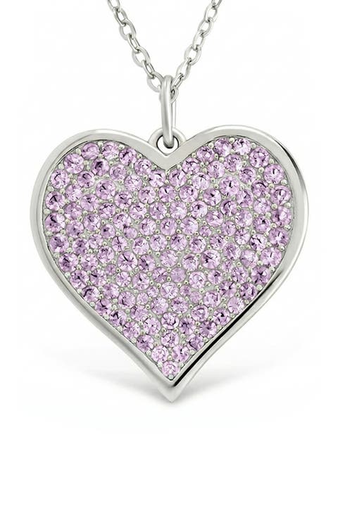 Amethyst & Cubic Zirconia Heart Pendant Necklace