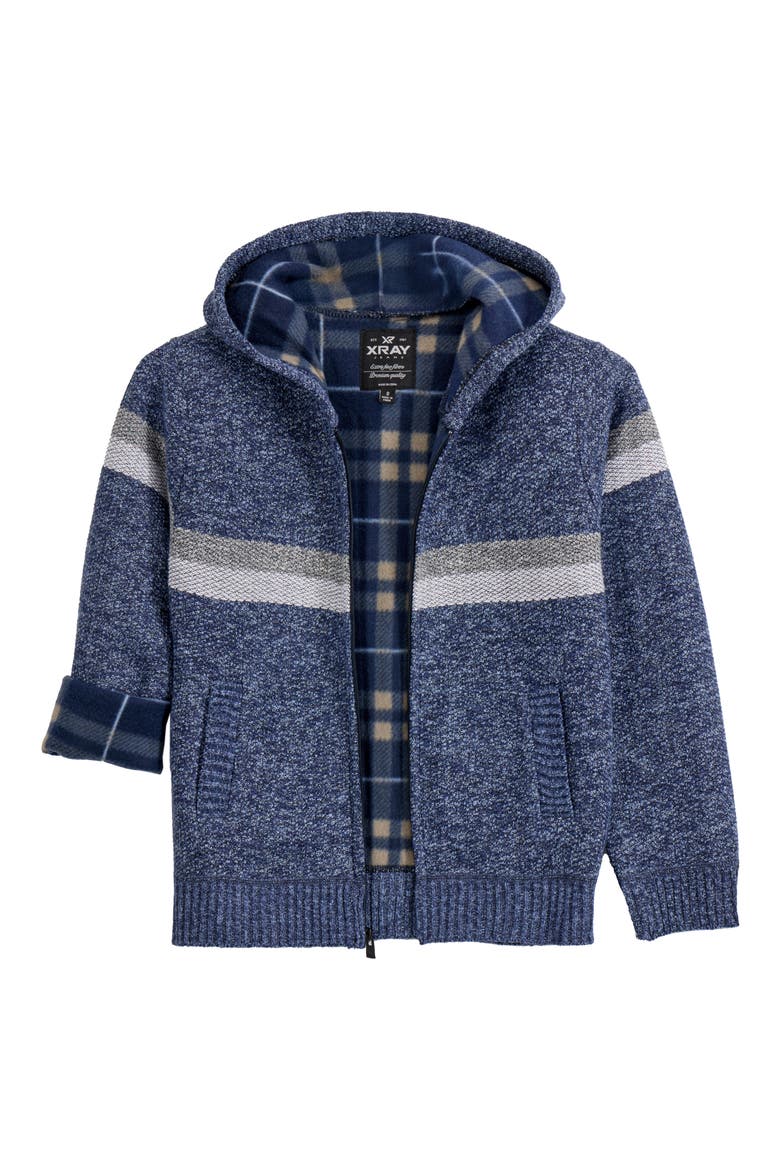 Kids' Stripe Full Zip Hoodie, Alternate, color, MARBLED BLUE/LIGHT G