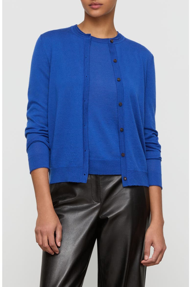 Cashmere Crewneck Cardigan, Main, color, GALAXY BLUE
