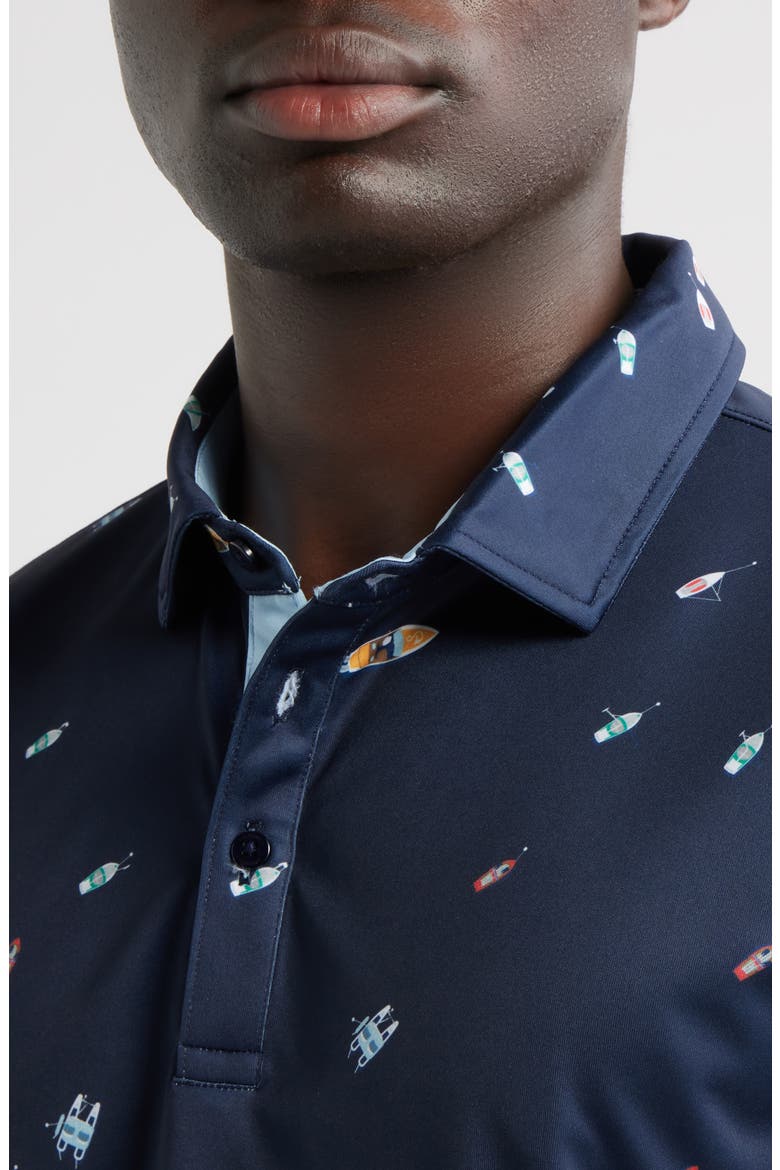 Macintyre Yacht Print Performance Golf Polo, Alternate, color, NAVY