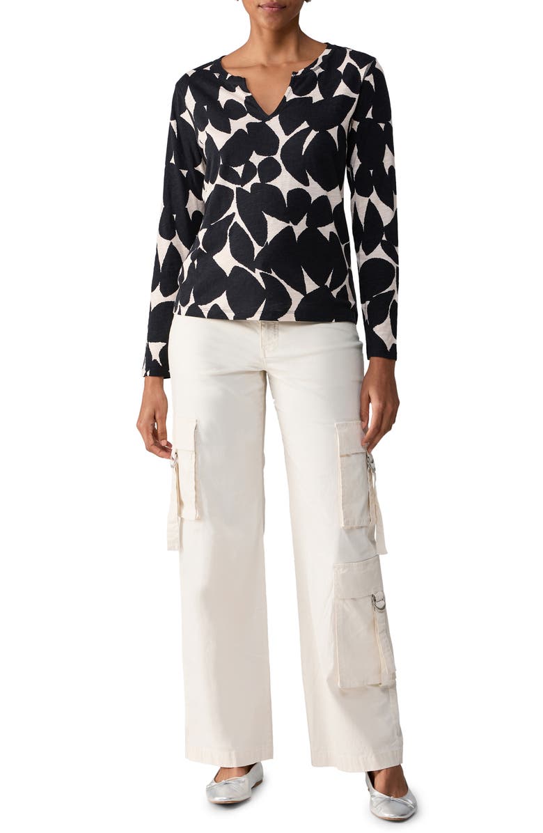 Sanctuary Print Split Neck Knit Top, Alternate, color, 