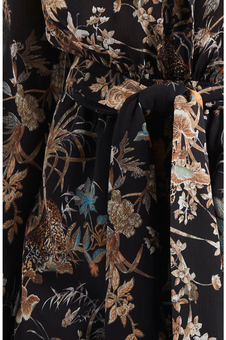 Arabell Print Tie Waist Romper, Alternate, color, BLK MLTI T