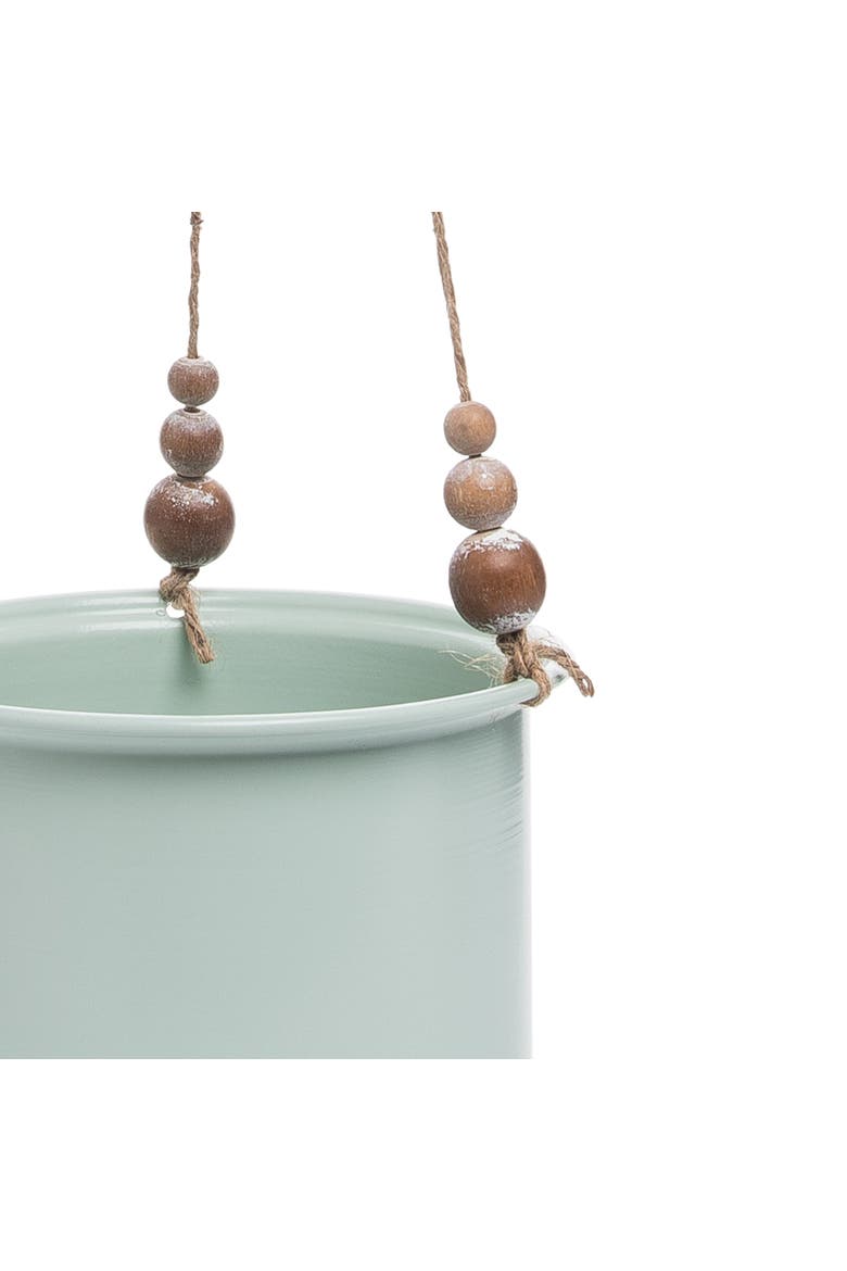 Set of 2 Hanging Planters with Wood Bead Details - Foreside Home & Garden, Alternate, color, White