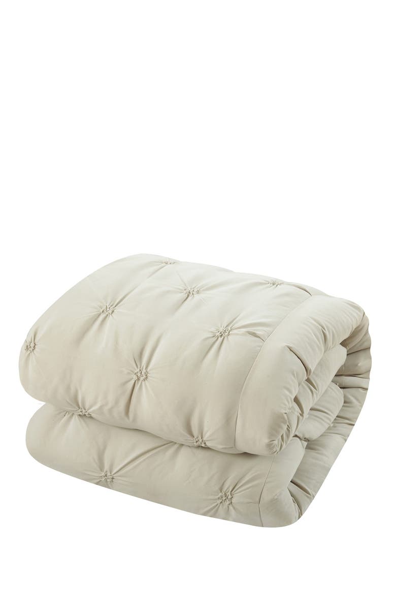 CHIC Nica Pinch Pleat Pintuck Queen Duvet Cover 3-Piece Set, Beige, Alternate, color,