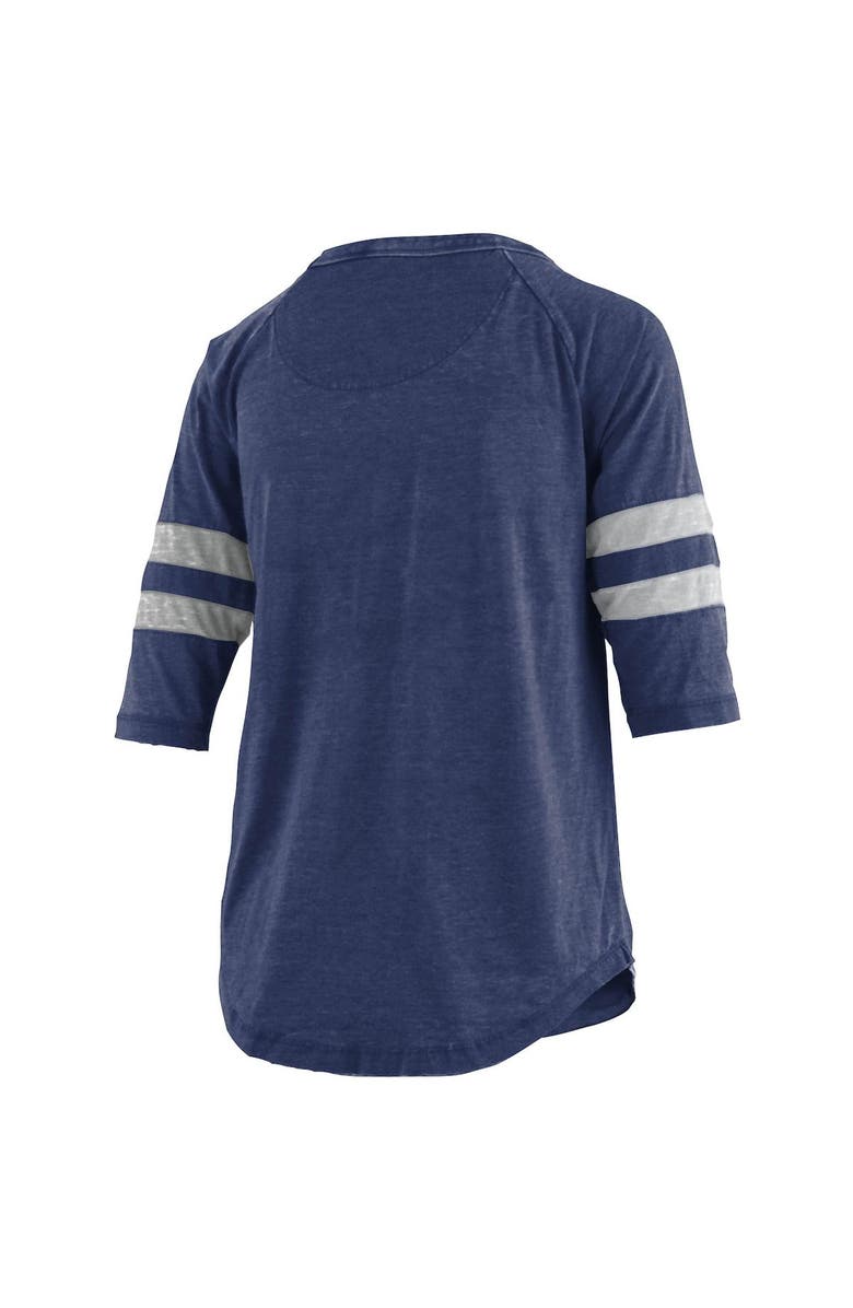 PRESSBOX Women's Pressbox Heathered Navy Penn State Nittany Lions Jade Vintage Washed 3/4-Sleeve Raglan Jersey T-Shirt, Alternate, color, 