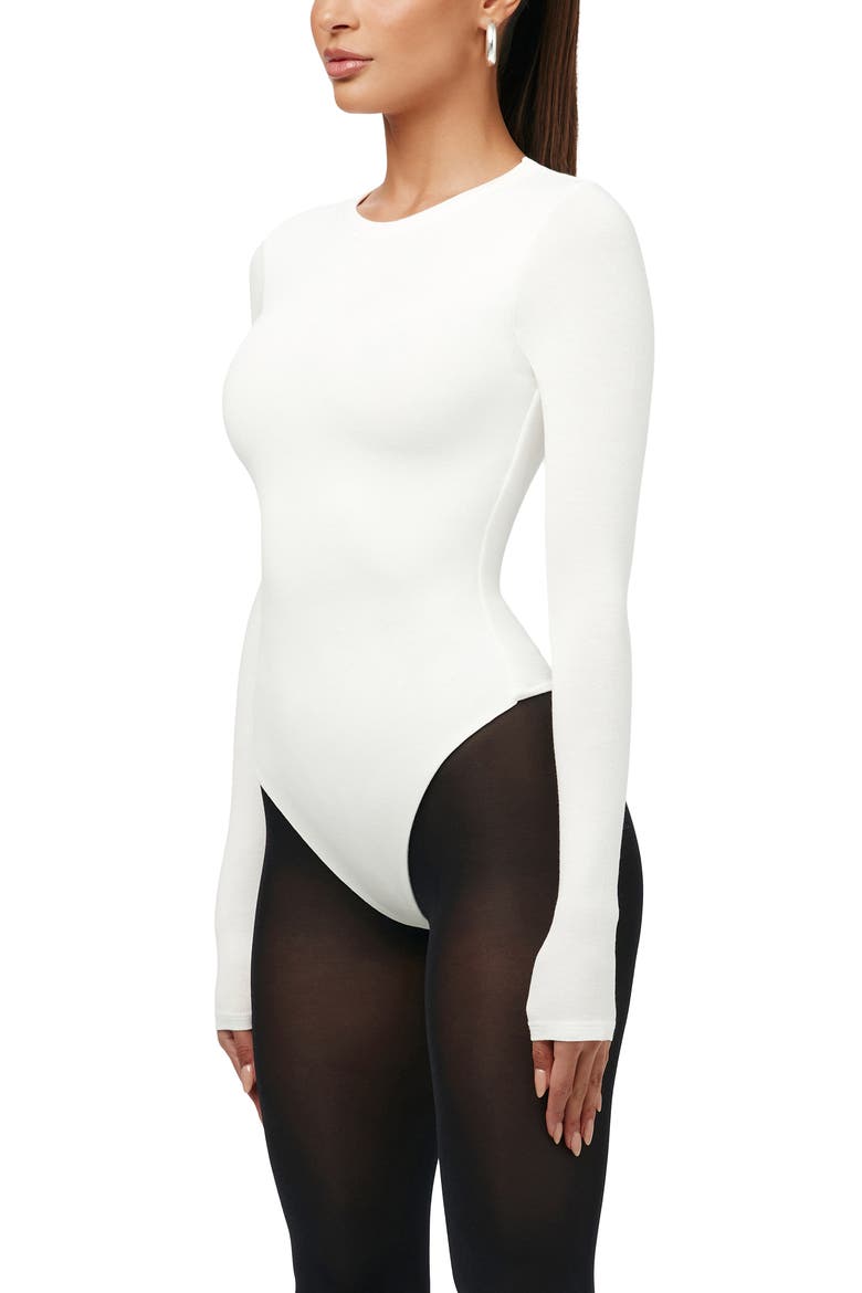 Sculpt Crewneck Bodysuit, Alternate, color, WHITE