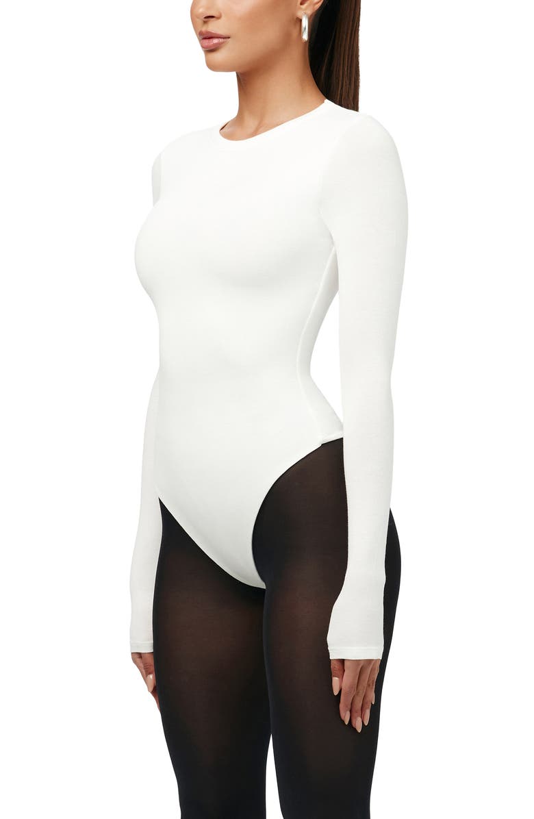 Naked Wardrobe Sculpt Crewneck Bodysuit, Alternate, color, White