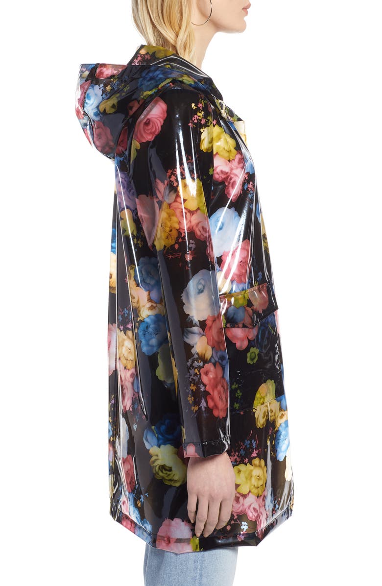 Halogen<sup>®</sup> Floral Print Translucent Hooded Rain Jacket, Alternate, color, 