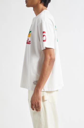 【関税込み】Bode ホワイト Reptile Rec ヘンリーネック Tシャツ Bode: White Reptile Rec Henley | SSENSE