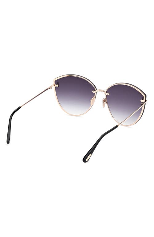 Tom Ford Evangeline 63mm Oversize Gradient Cat Eye Sunglasses In Rose Gold/t Logo/smoke