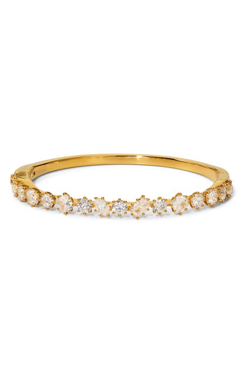 Celine Mixed Cut Cubic Zirconia Hinge Bangle