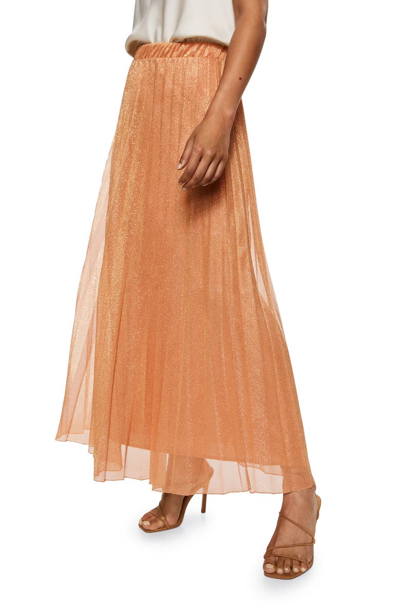 MANGO Metallic Pleated Skirt, Main, color,