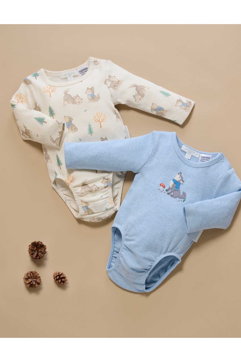 2 Pack Baby Boy Bodysuit, Alternate, color, Wolf Cub Print