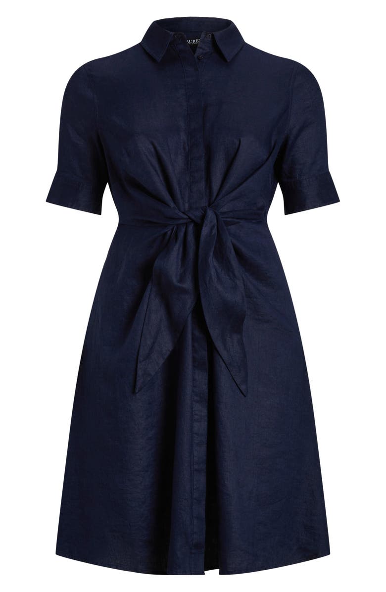 Lauren Ralph Lauren Front Tie Linen Shirtdress, Alternate, color,