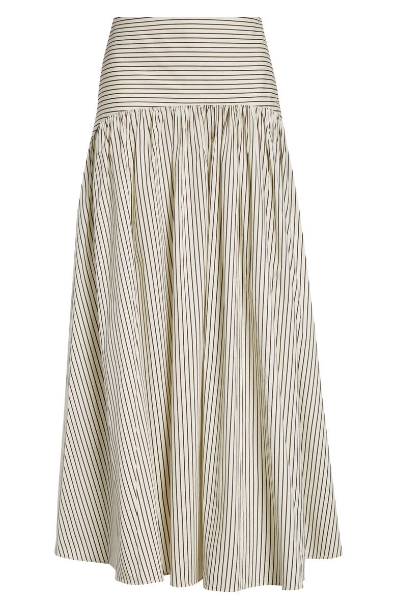 STAUD Procida Stripe Maxi Skirt, Alternate, color, Ivory/ Dark Oak Micro Stripe