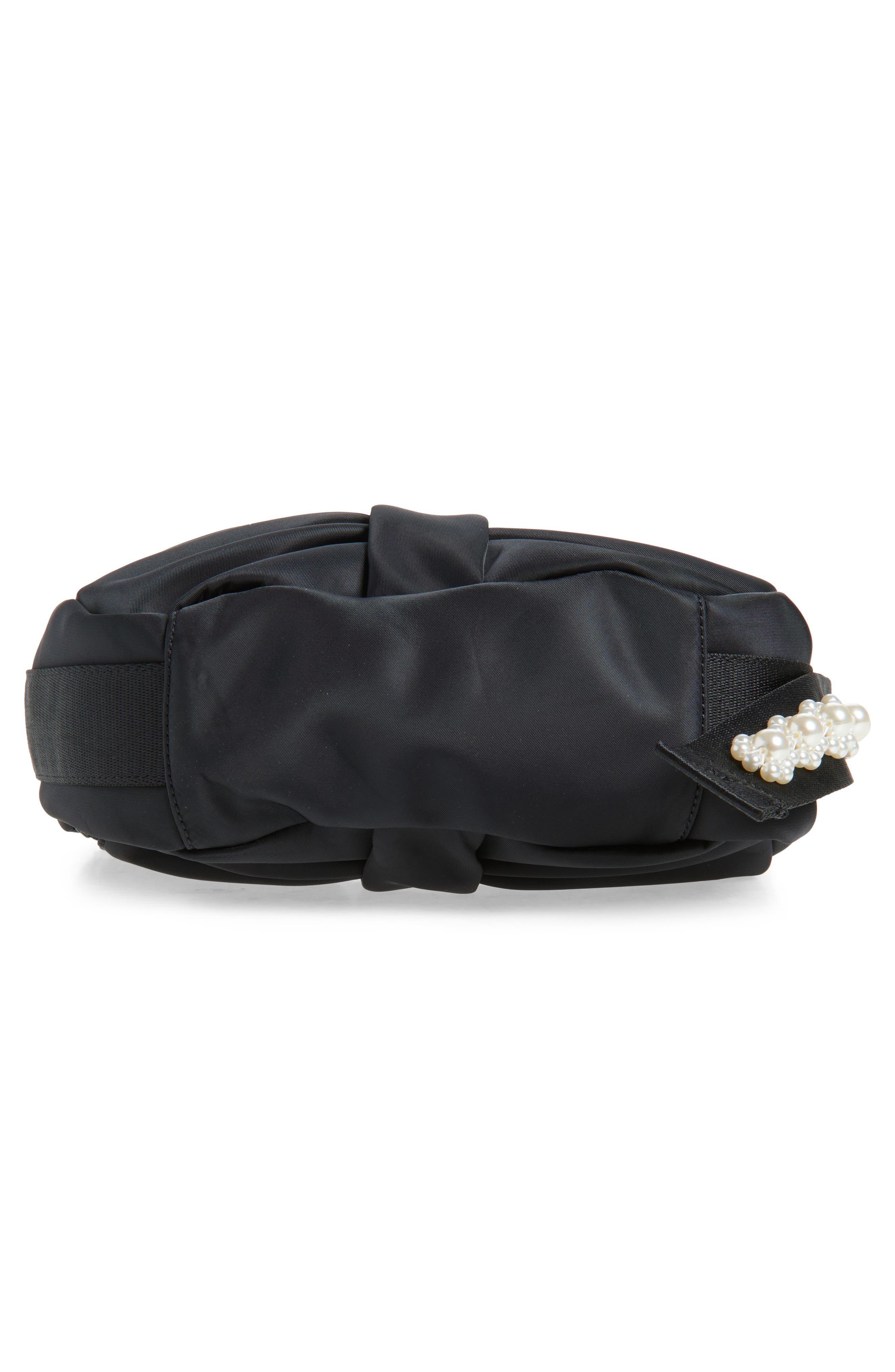 Simone Rocha Mini Bow Sateen Sling Bag, Alternate, color, Black/ Pearl