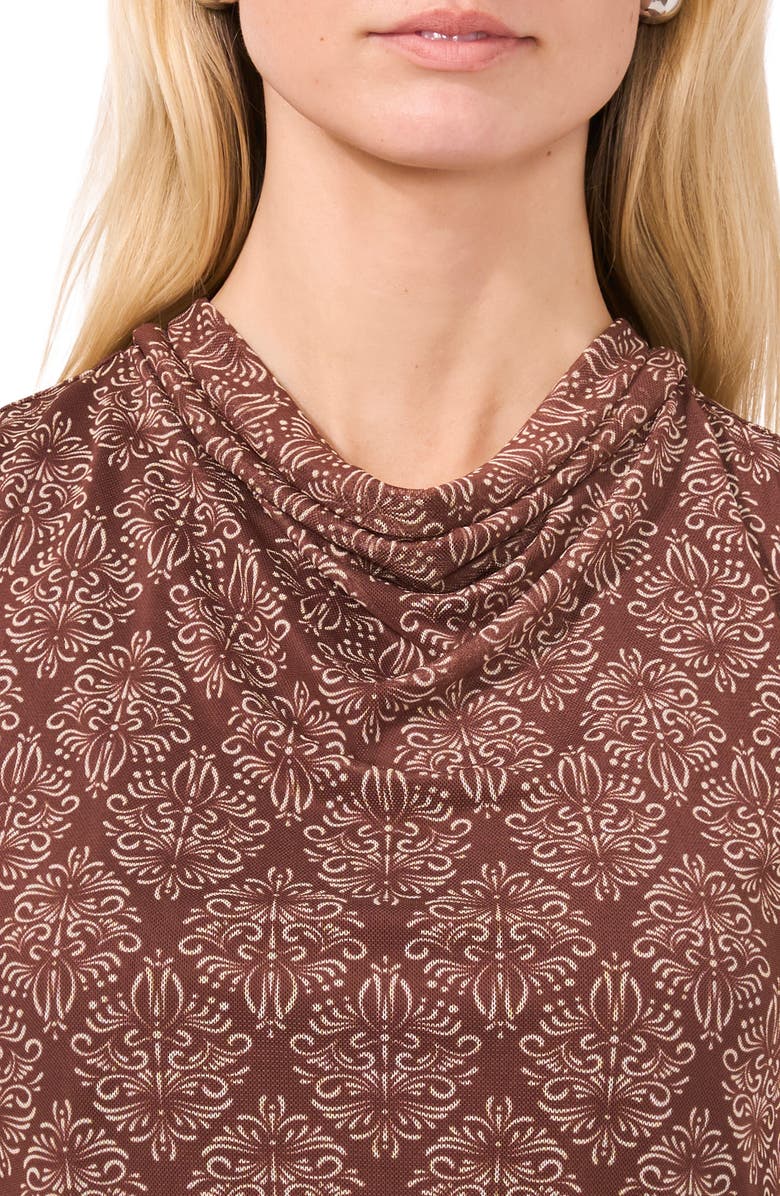 Halogen<sup>®</sup> Ditsy Cowl Neck Sleeveless Mesh Top, Alternate, color, Deep Mahogany