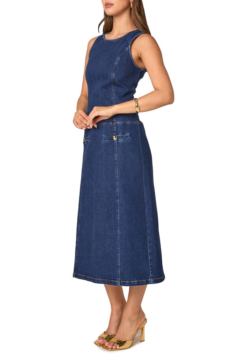 Sleeveless Denim Midi Dress, Alternate, color, DENIM