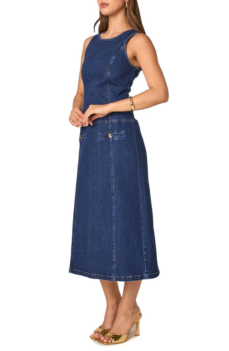 Endless Rose Sleeveless Denim Midi Dress, Alternate, color, Denim