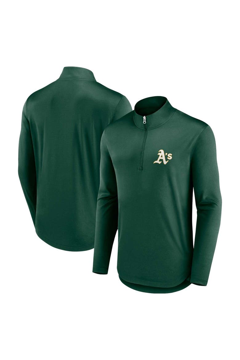 Men's Fanatics Branded Green Oakland Athletics Quarterback Quarter-Zip Top, Main, color, Green